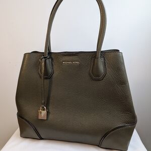 Michael Kors Olive Green Leather Tote Bag